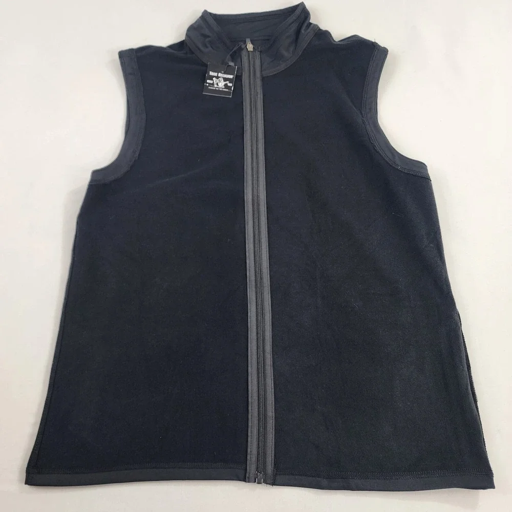 True Religion Mens Vest Sweatshirt Full Zip Black Stretch Performance Size M